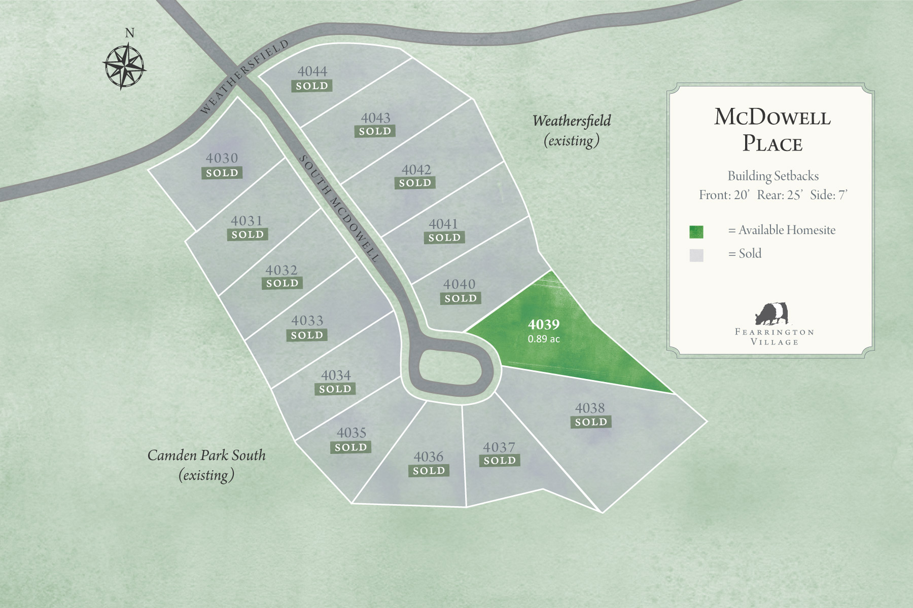 McDowell Place neighborhood map in Fearrington Village