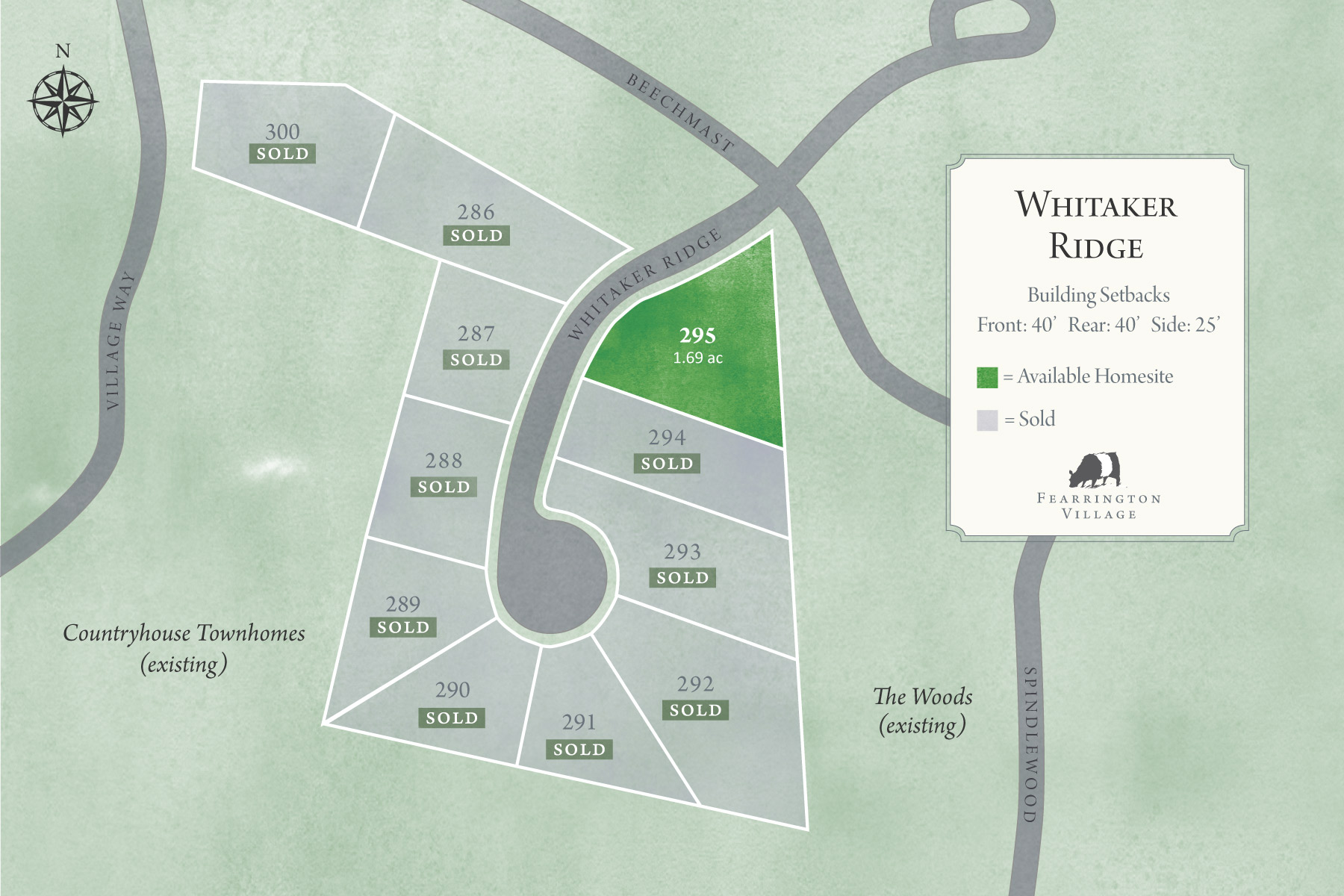 Whitaker Ridge neighborhood map in Fearrington Village