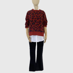 Kinross leopard sweater, Hinson Wu Lea dickey, and Spanx black flare jeans