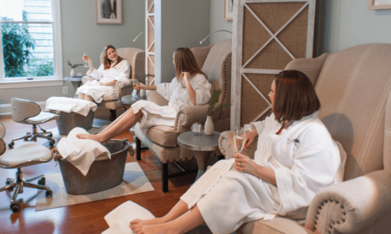 Bridal party getting their nails done