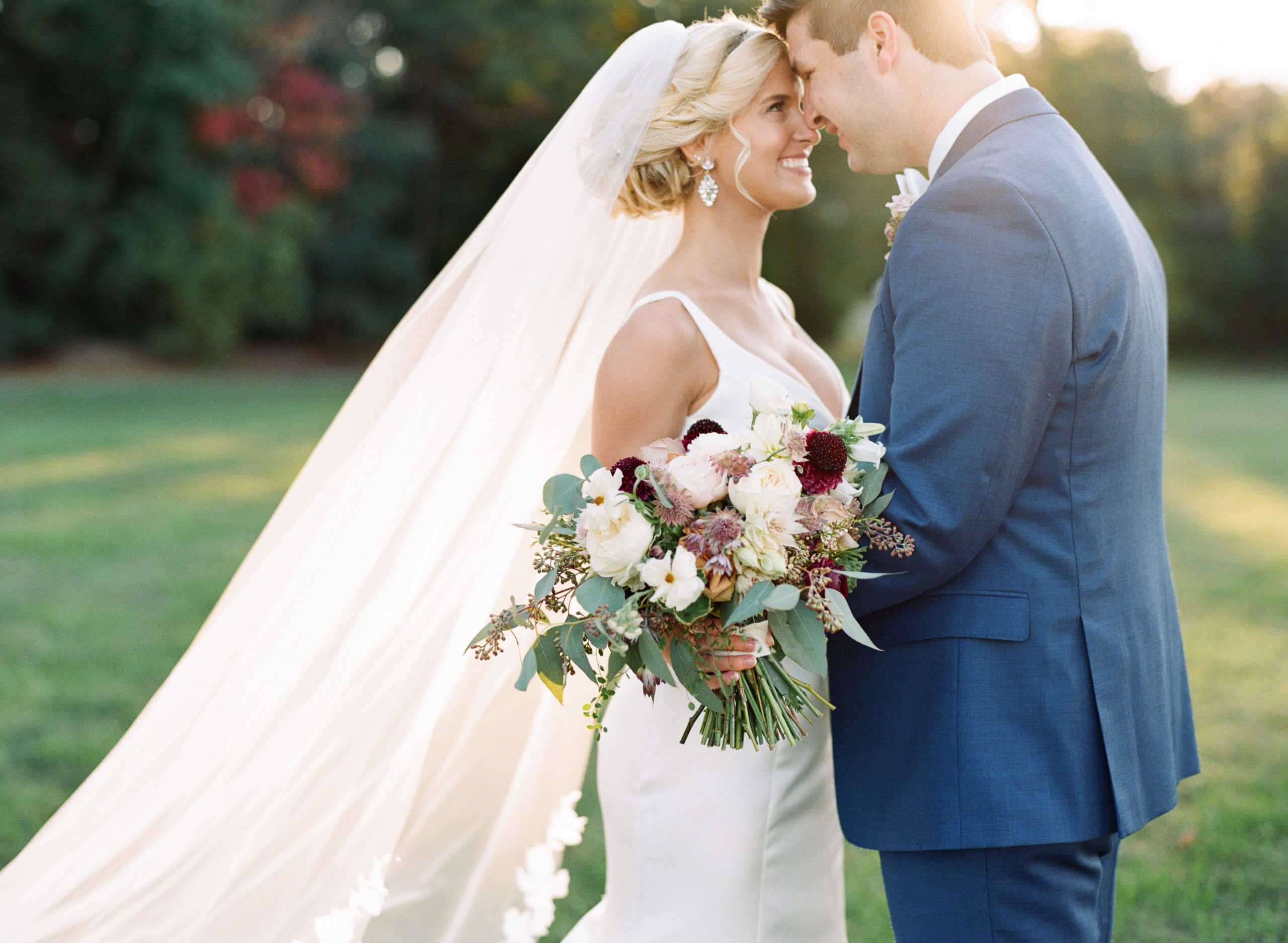 annie and nathan on their wedding day at fearrington