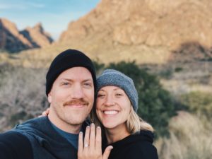 Adam and Maggie got engaged on a hike at Big Bend National Park at sunrisein 