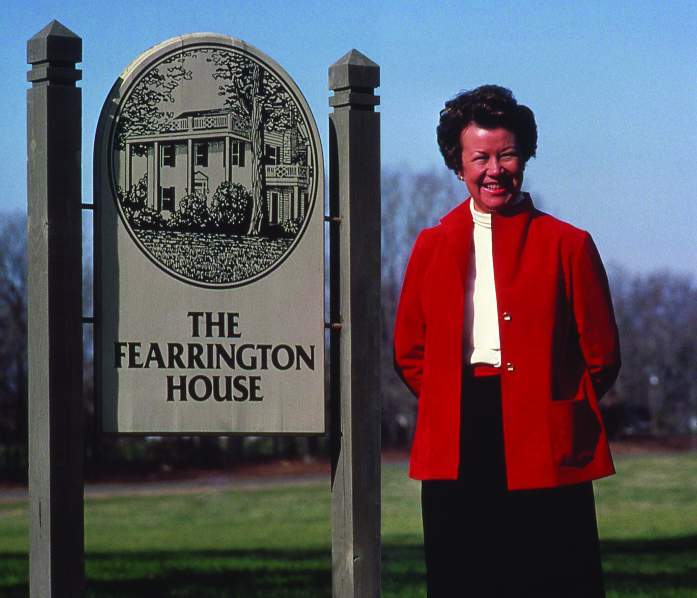 Jenny fitch by The Fearrington House sign