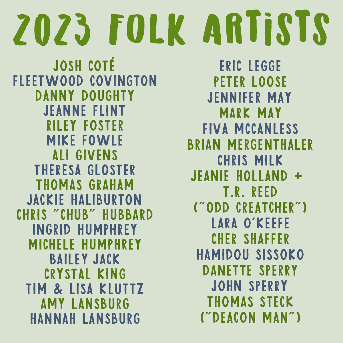 fearrington folk art 2023 list of artists