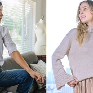 models wearing kmj shirtband rose & crown turtleneck sweater