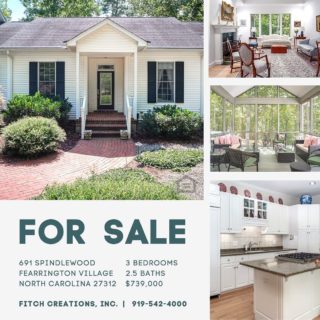 Our newest Fearrington home for sale!  Call the Fitch Creations Real Estate Team at 919-542-4000 to schedule a showing!